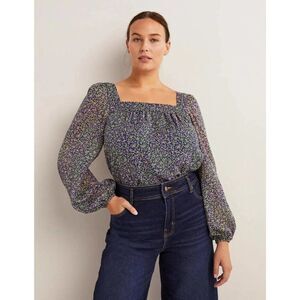 Boden Women Top Blouse Shirt UK 6 US 2 Multi Square Neck Seaweed Wild T1097 NWT